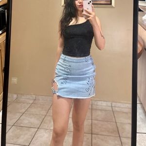 Maniere De Voir Mini Jean Skirt